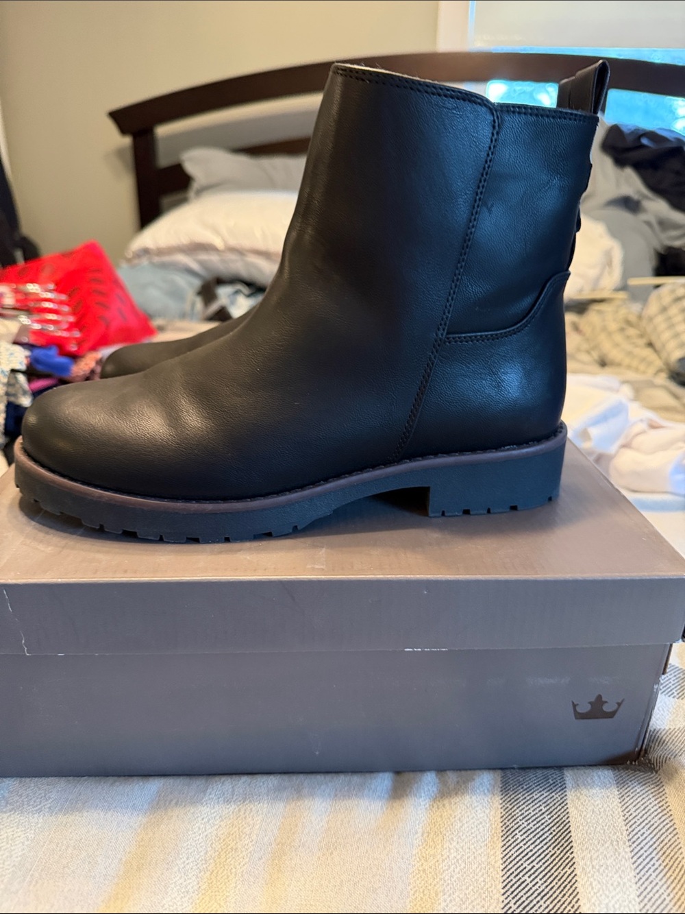 Crown Vintage Black Leather Ankle Booties